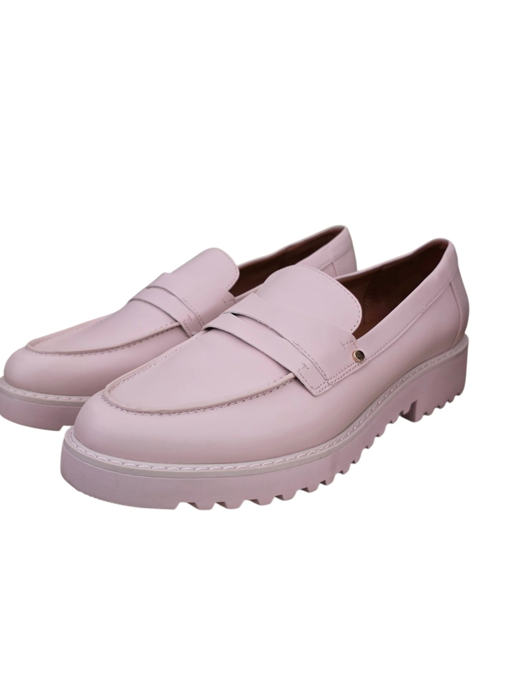 Franco Sarto Cassandra Leather Lug Sole Loafers Pink 8.5